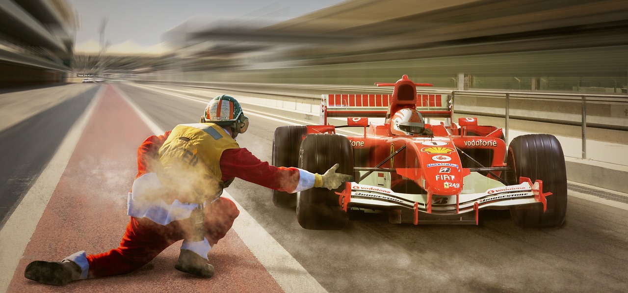 race car at pit stop