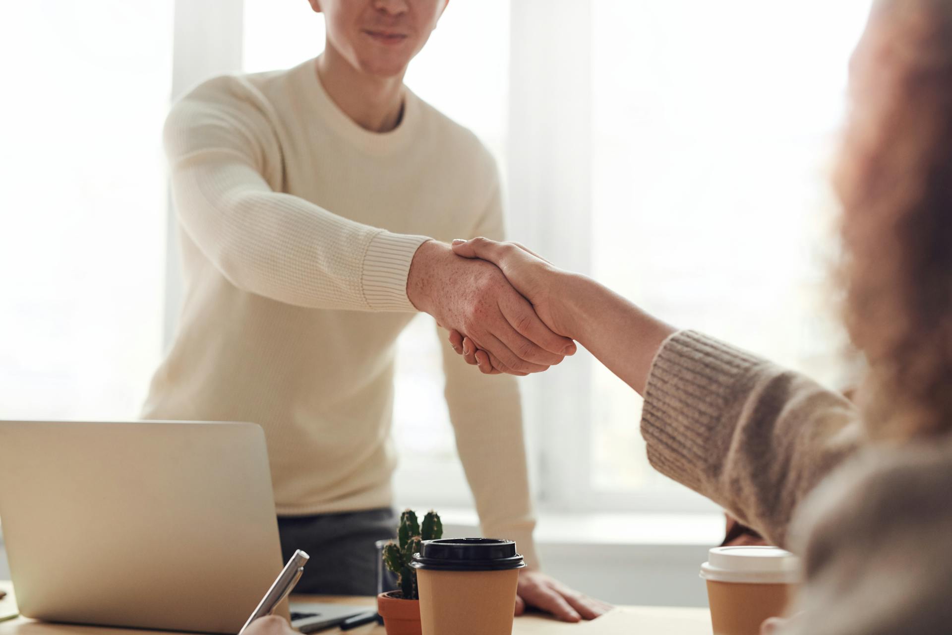 Two people working together