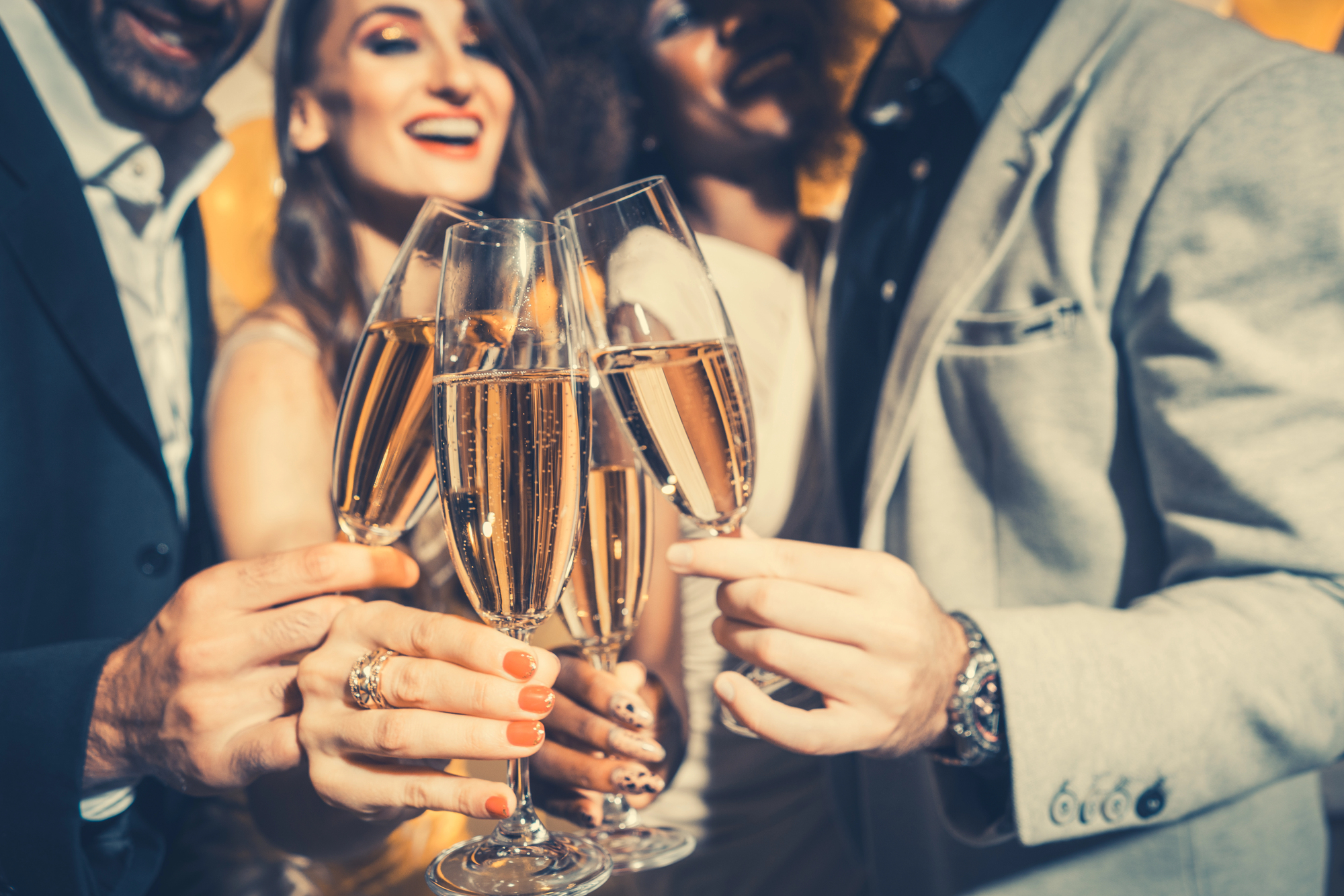 Large group celebrating New Year's Eve at Lake Harmony Poconos rental home