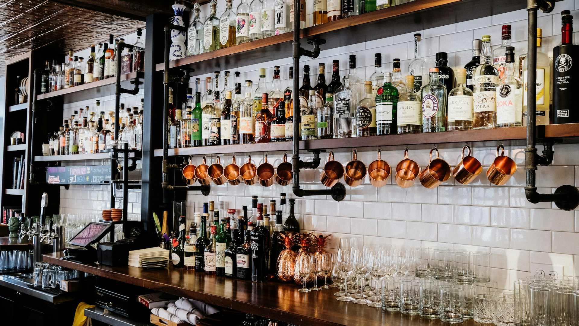 Bar top and shelves