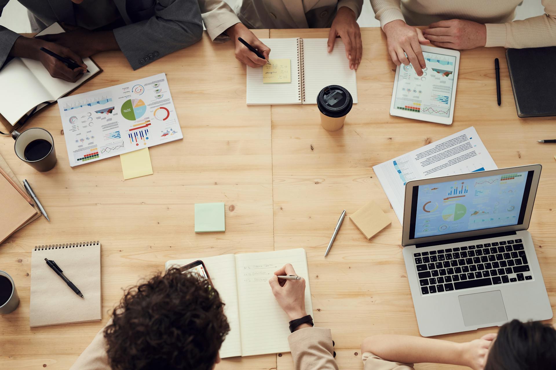 A work team at a table