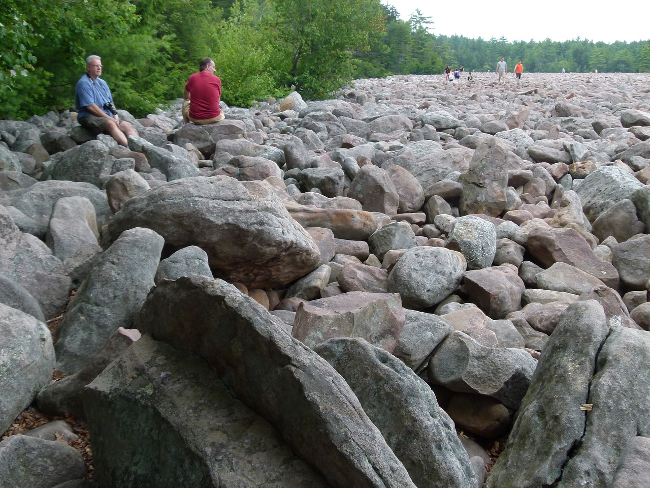 Tourists enjoying the oddity that is Boulder Field