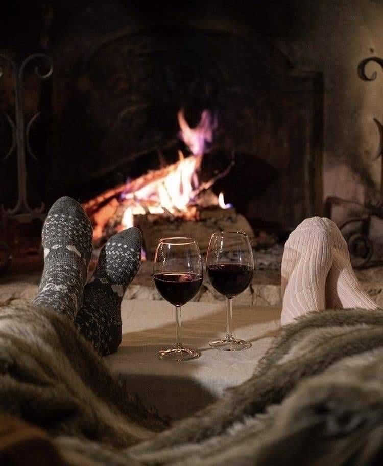 Cozy by a wood fire