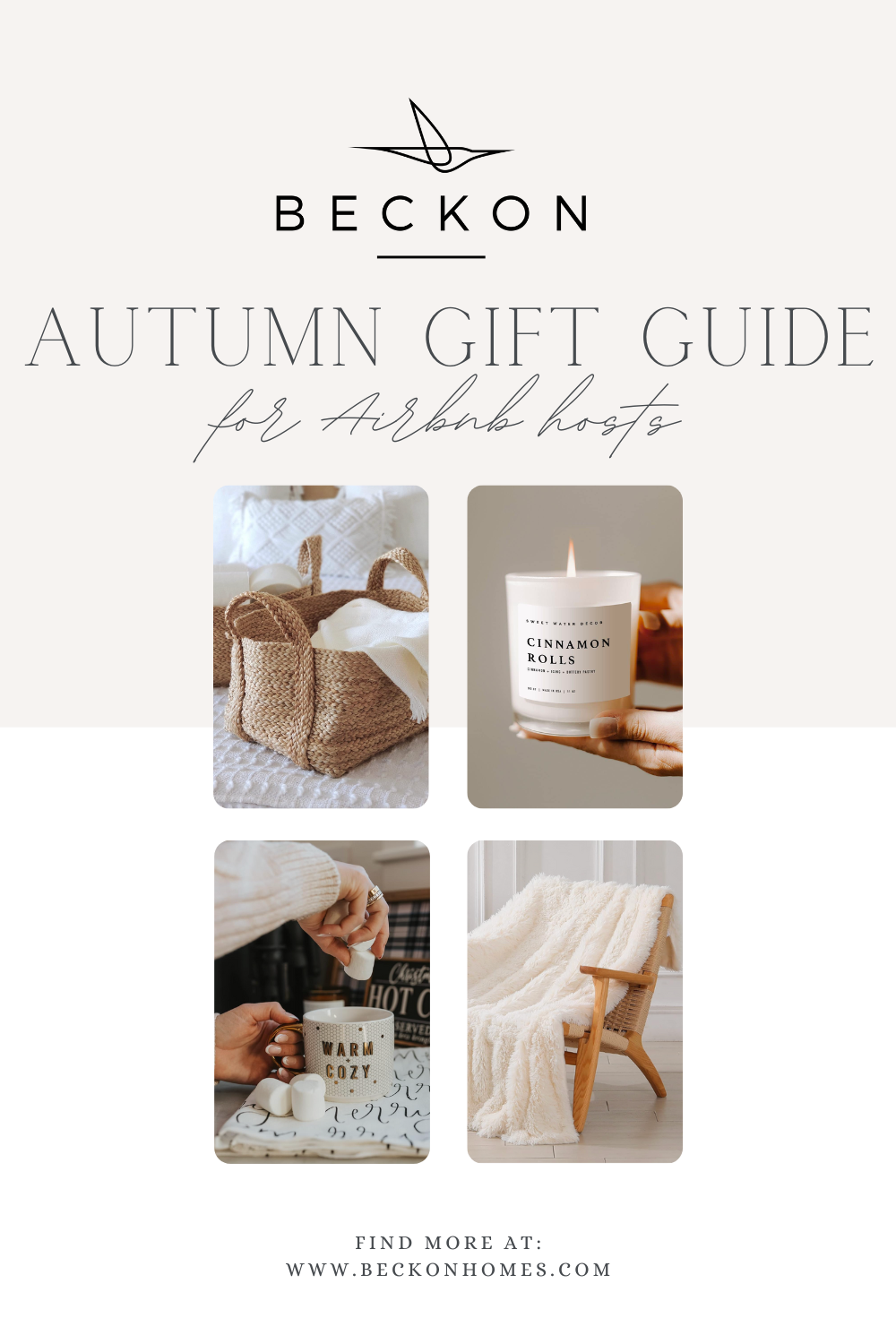 Autumn gift guide for Airbnb hosts featuring cozy fall-themed items for guests