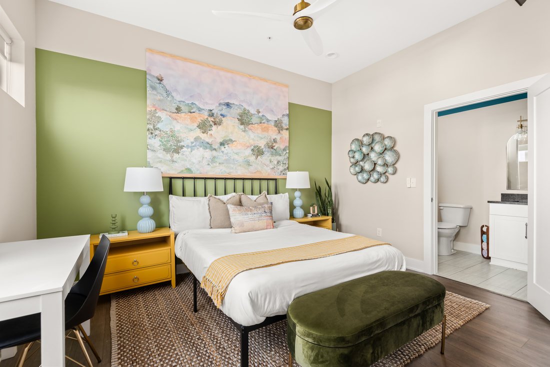 Bedroom at the Amelia Nashville boutique condo