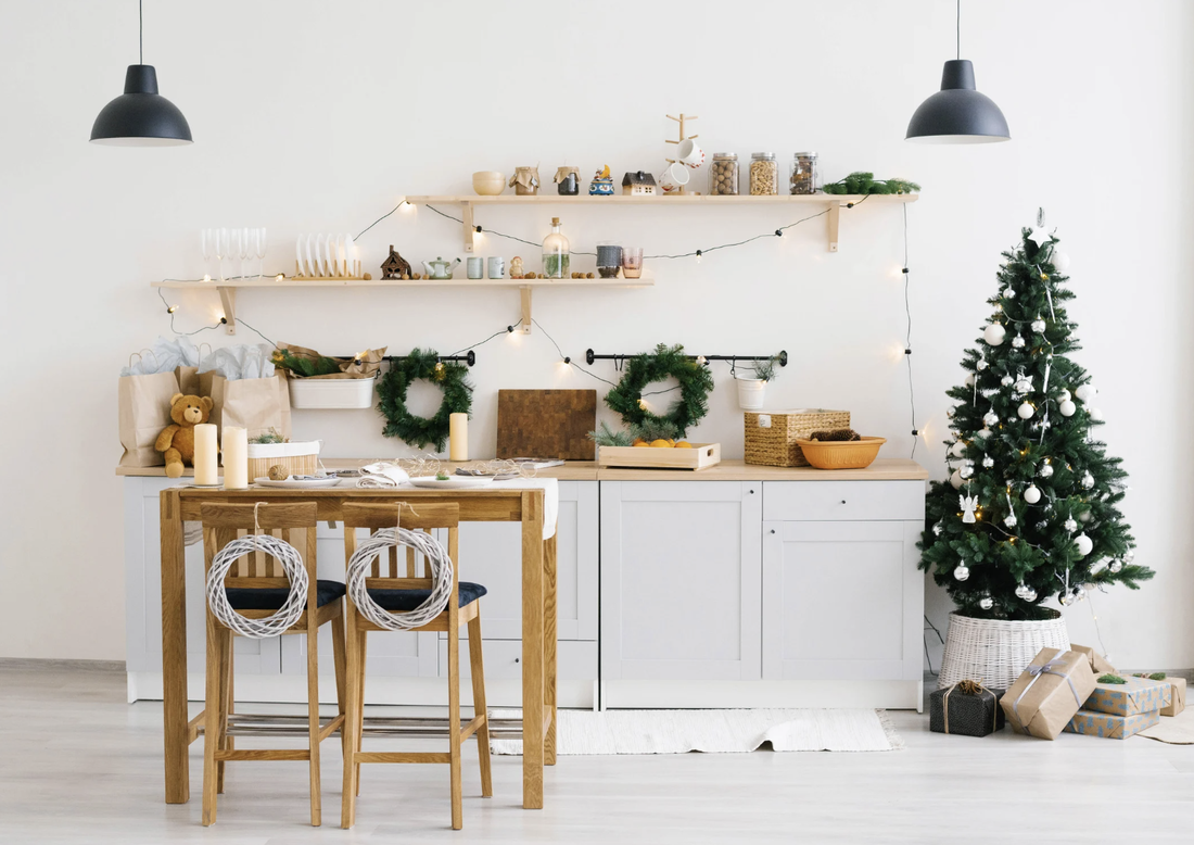 Holiday decorations in a vacation rental living room