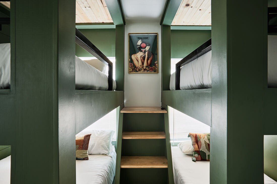 Finished custom adult bunk beds in Nashville Airbnb