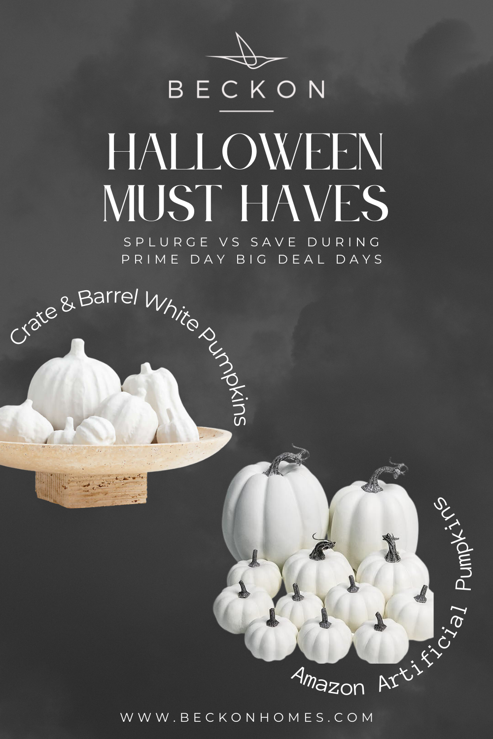 White pumpkins for Halloween and Thanksgiving table decor