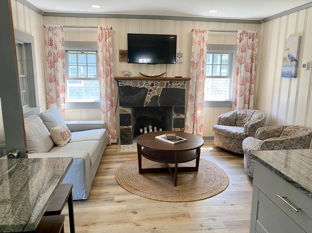 Piping Plover Cottage living room, West Yarmouth, Cape Cod