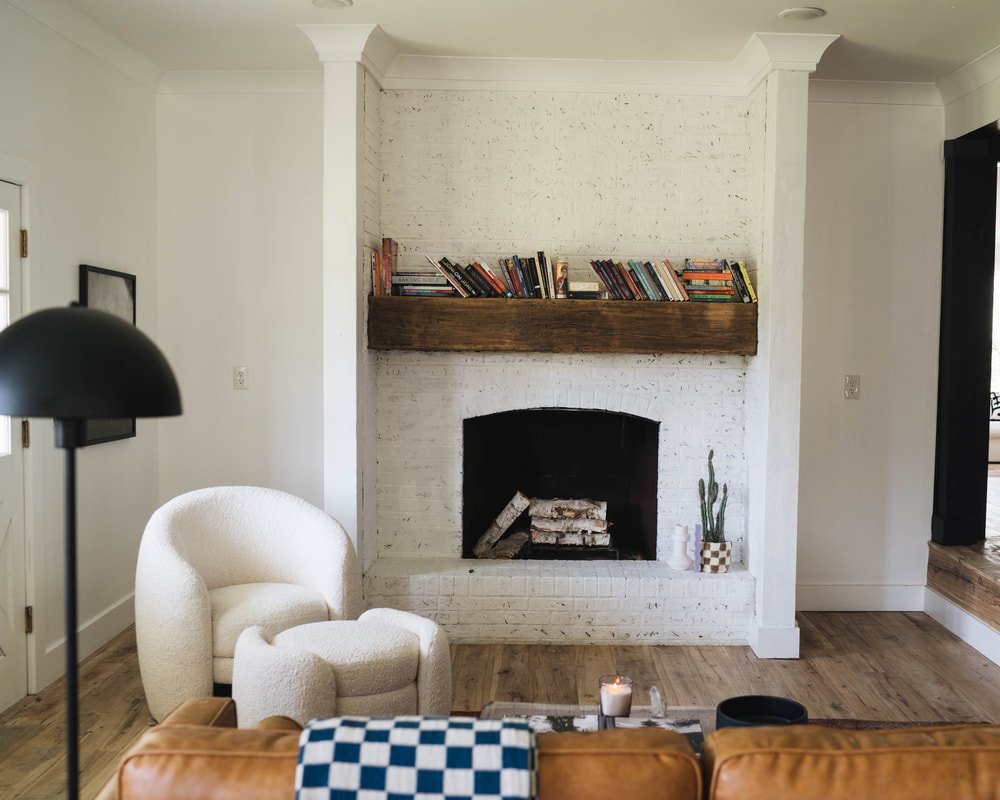Hilltop Hideaway den with warm, inviting furnishings