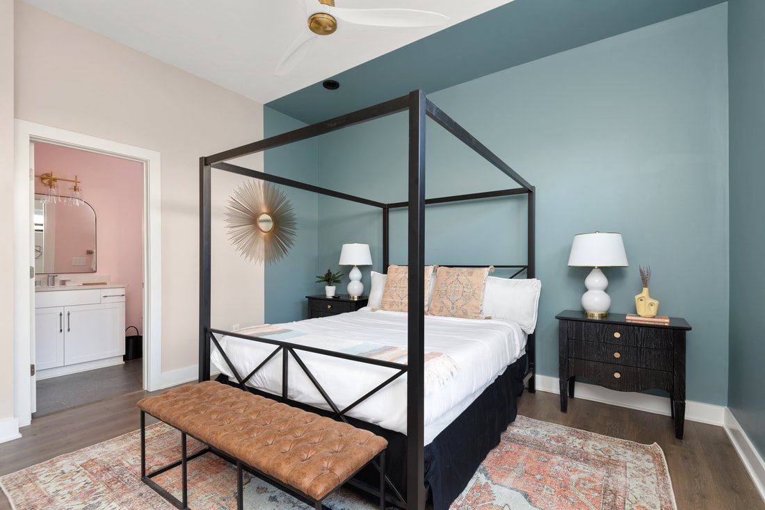 Canopy bed detail at the Amelia Nashville boutique condo