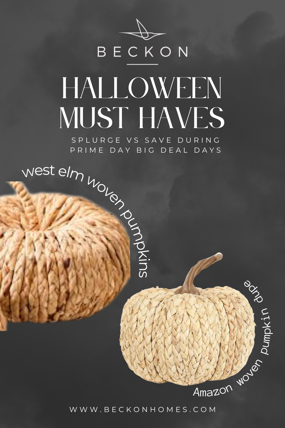 Woven pumpkin Halloween decor for Airbnb