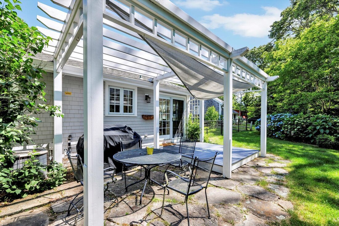 Backyard and patio of the Falmouth Cape Cod vacation rental