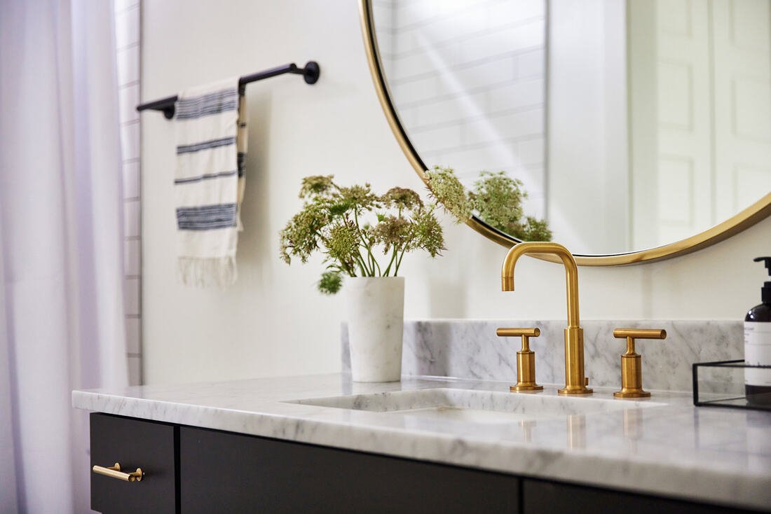 Airbnb rental bathroom with professional staging