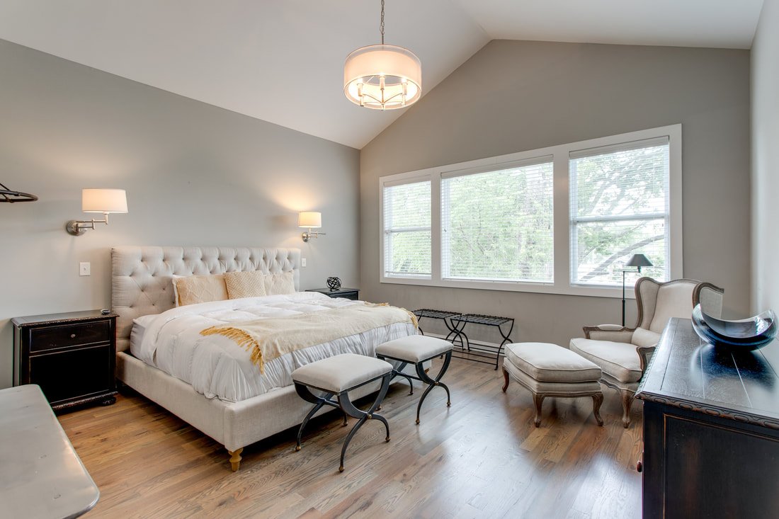 Primary bedroom at the 12 South Luxe Retreat