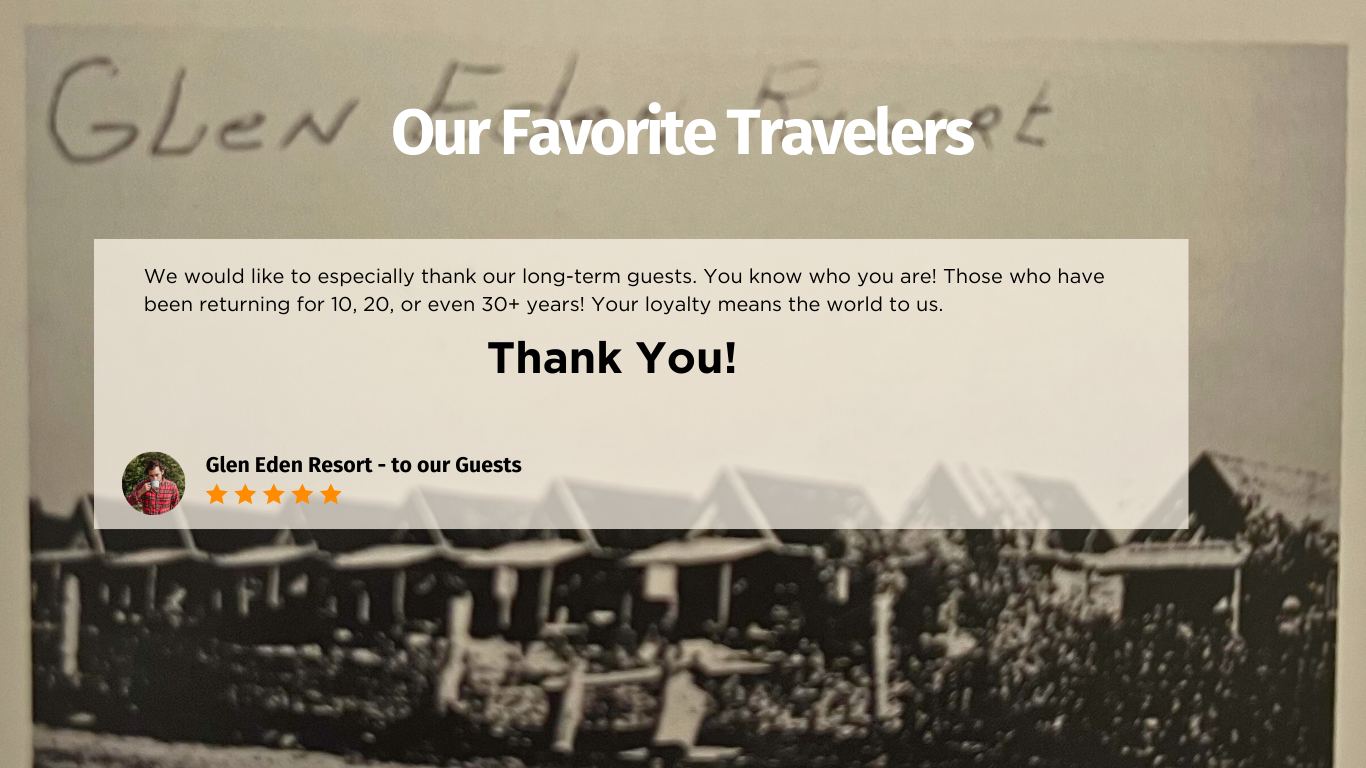 Glen Eden Resort thank you panel