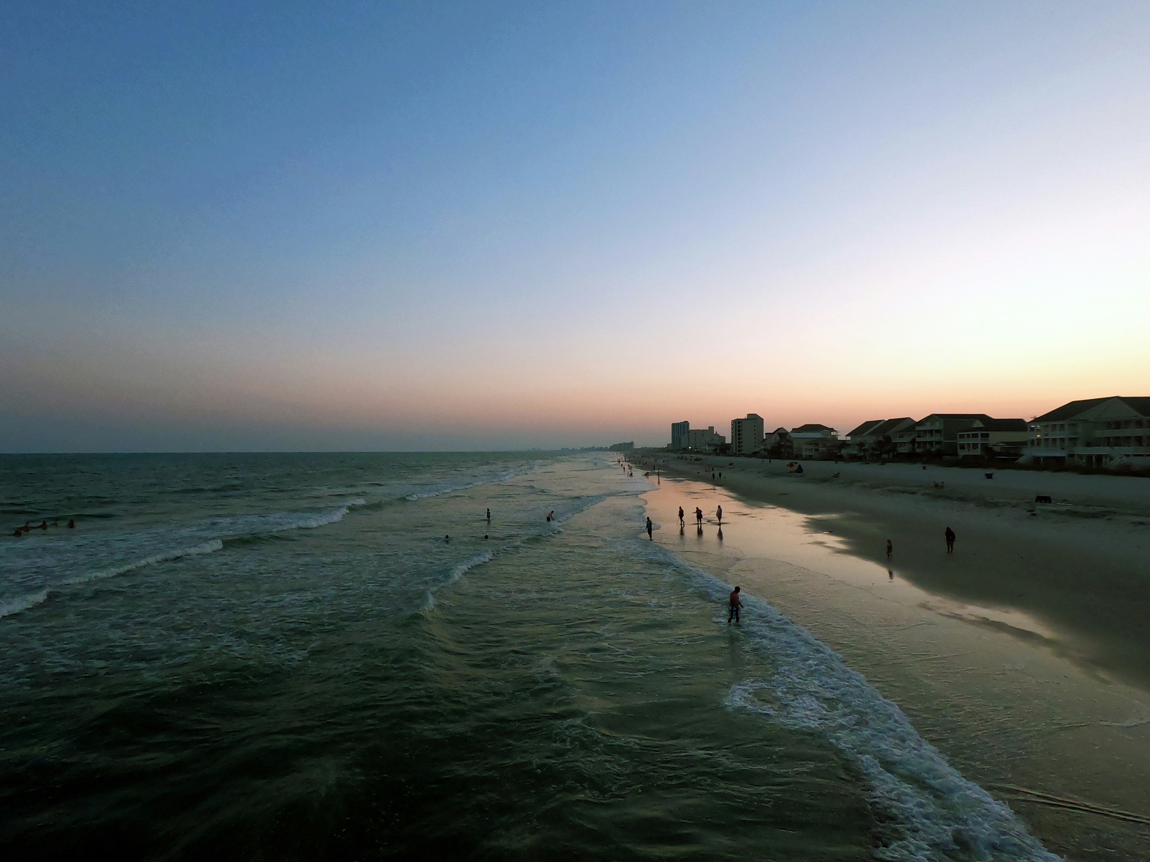 Calm sunset along the beach shoreline
