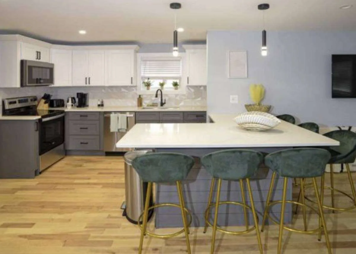 kitchen with large island