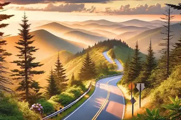 Scenic mountain road drive