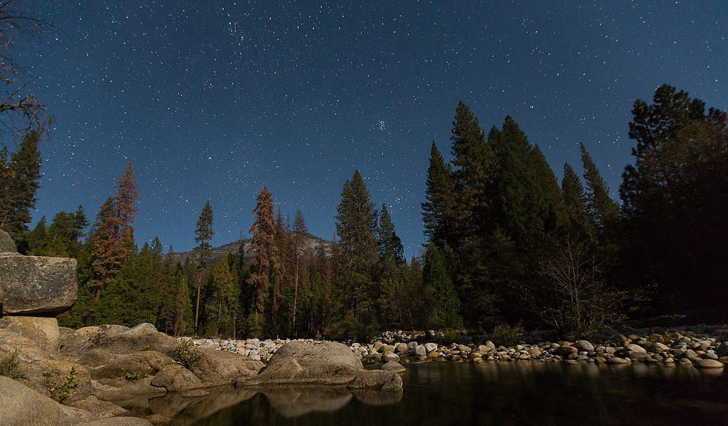 Stars over the South Fork of the Merced near Wawona
