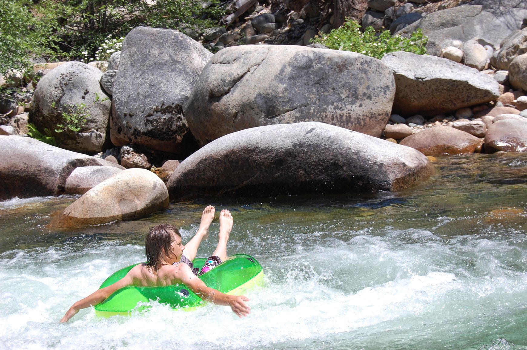 Enjoying the river on an inner tube.