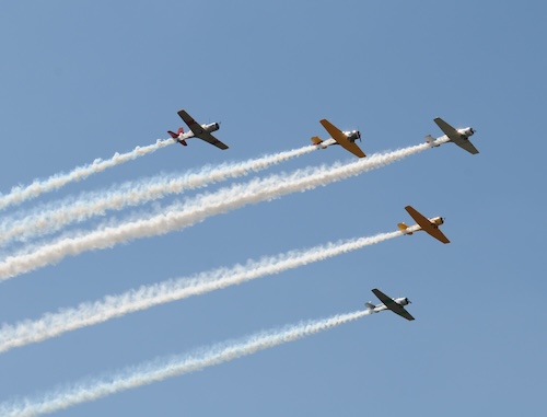Planes flying during vintage air show