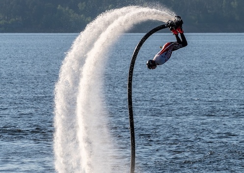 Man on flyboard over the water