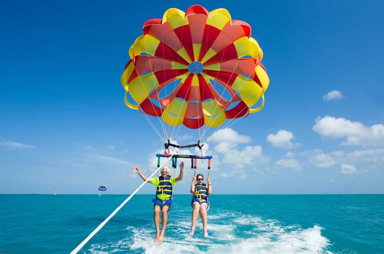 Parasailing above the ocean