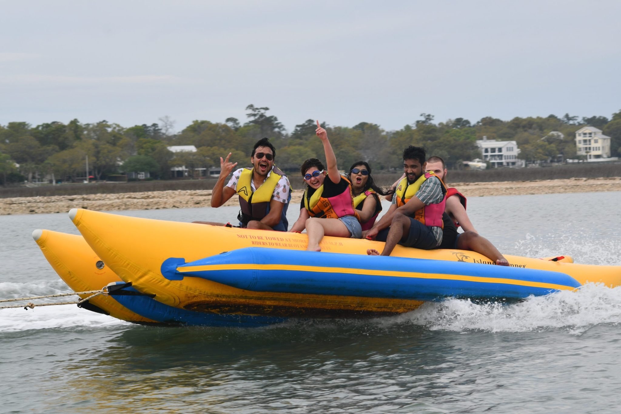 Banana boat ride on the water