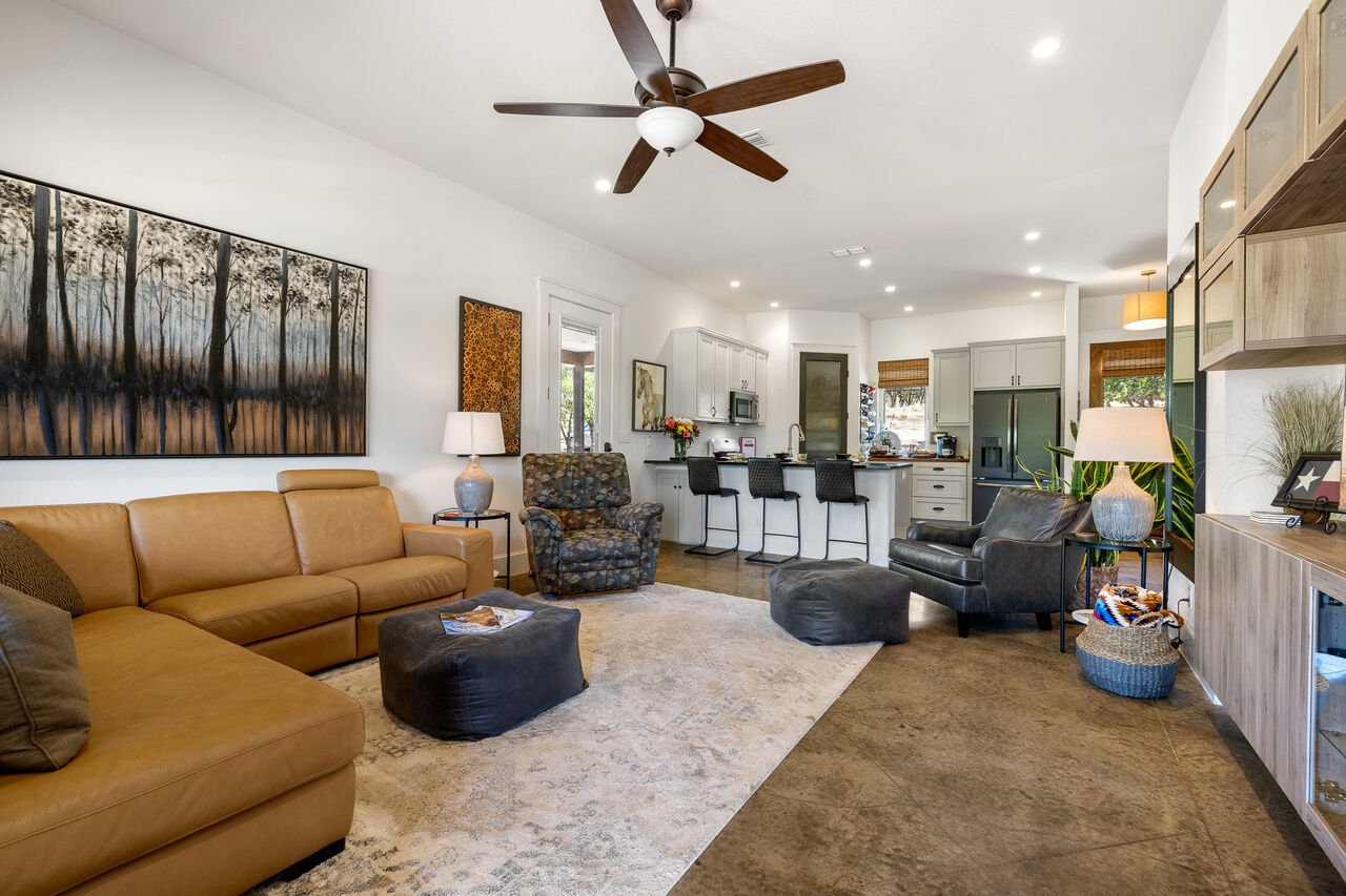 The living room in this Austin rental home