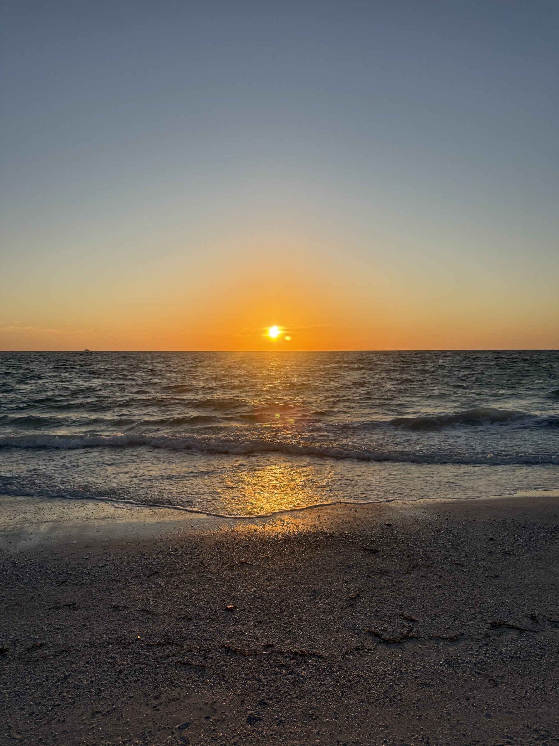 Golden sunset on Pass-A-Grille Beach in St Pete Beach Florida