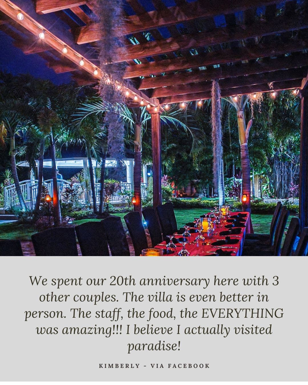 set up for dining at Mais Oui Villa in Jamaica for family vacation