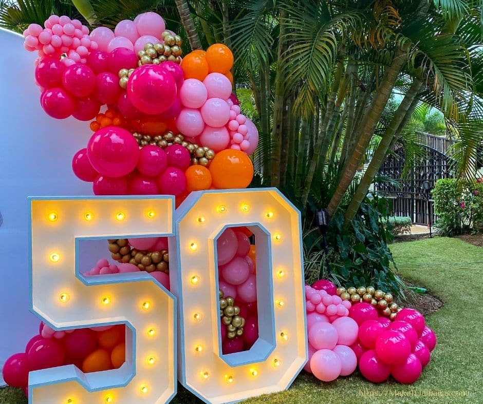 decoration for 50th birthday celebration at Mais Oui Villa in Discovery Bay Jamaica