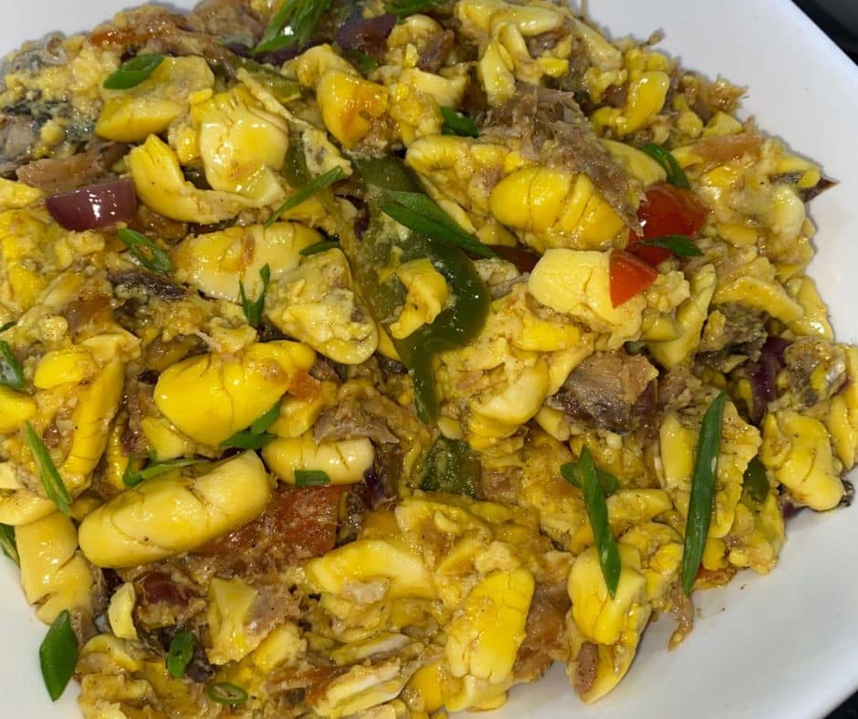 Ackee and saltfish at Mais Oui Villa during Hurricane Melissa