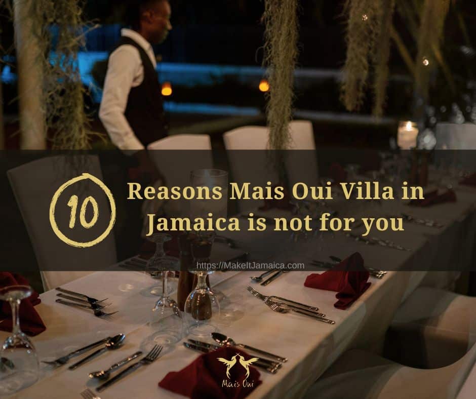 dinner set up at a private Jamaican villa for rent Mais Oui Villa in Discovery Bay Jamaica