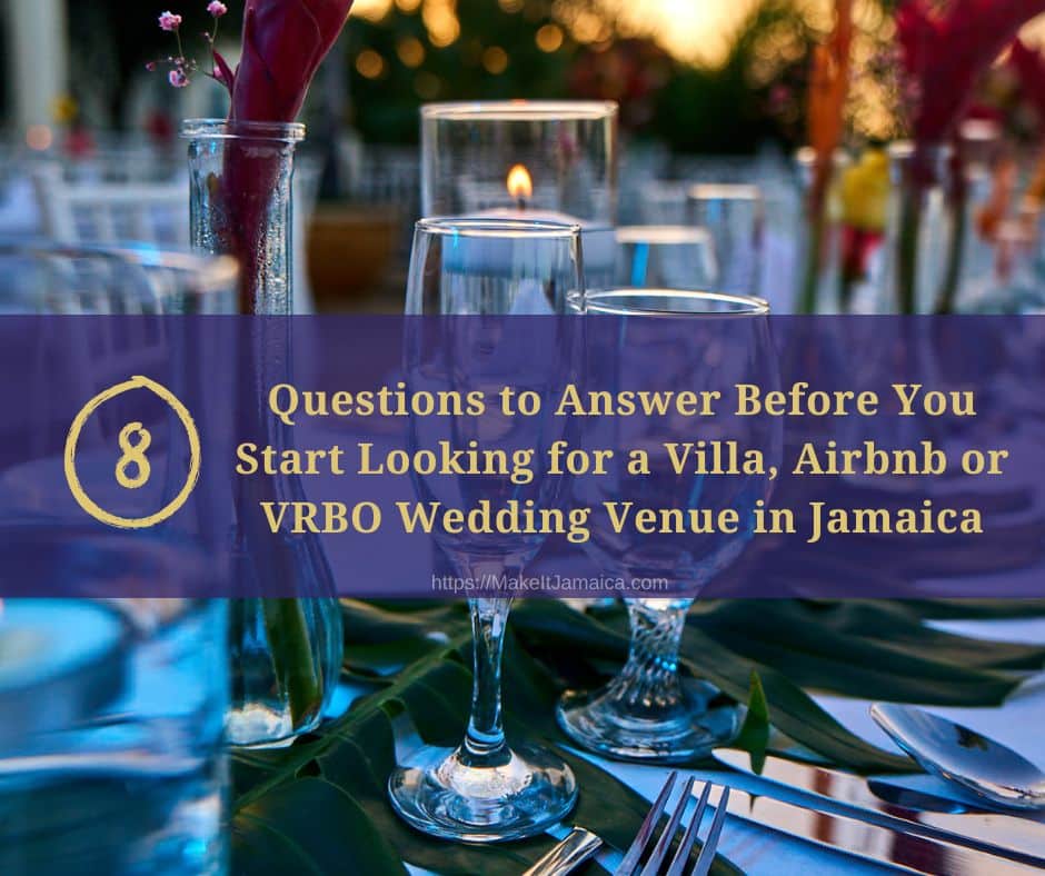 Table set with candles at a wedding venue in Jamaica called Mais Oui Villa in Discovery Bay