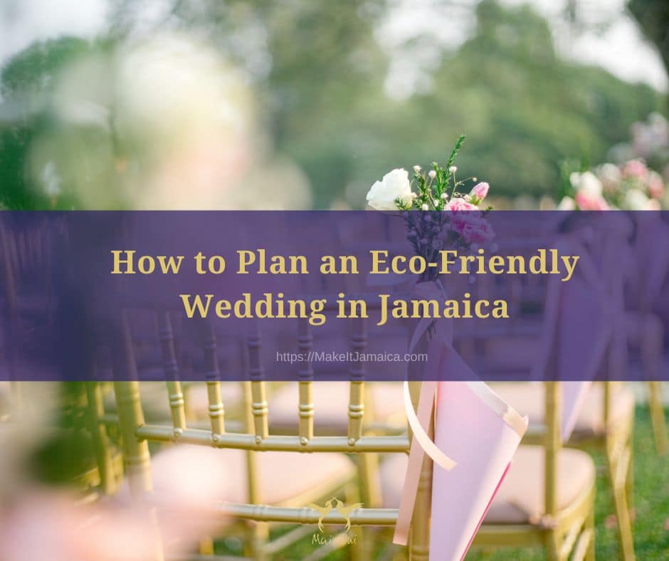 chairs set up in a garden for an eco-friendly wedding in Jamaica