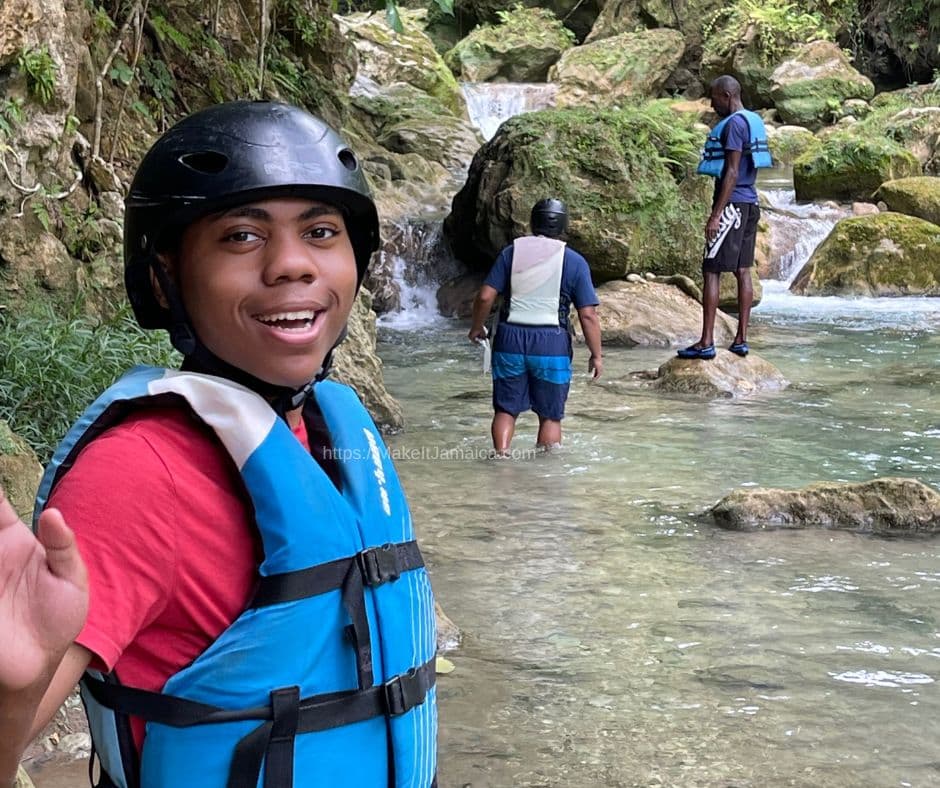 Getting ready to do river tubing on the Bengal River with River Rapids Jamaica, near Mais Oui Villa in Discovery Bay