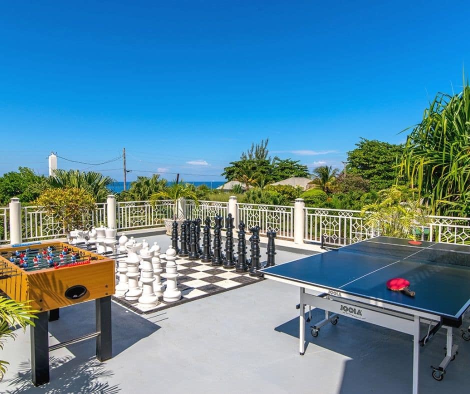 Ping pong, foosball, chess at Mais Oui Villa in Discovery Bay Jamaica