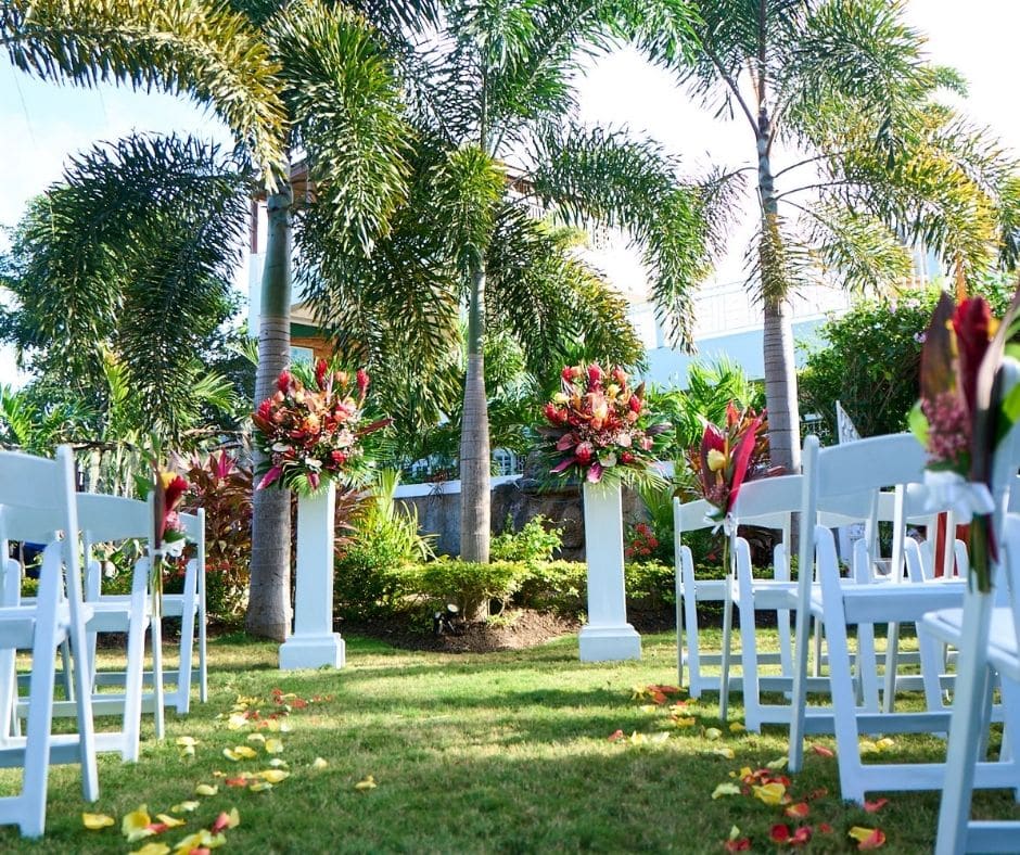 Wedding reception set up at an Airbnb for wedding