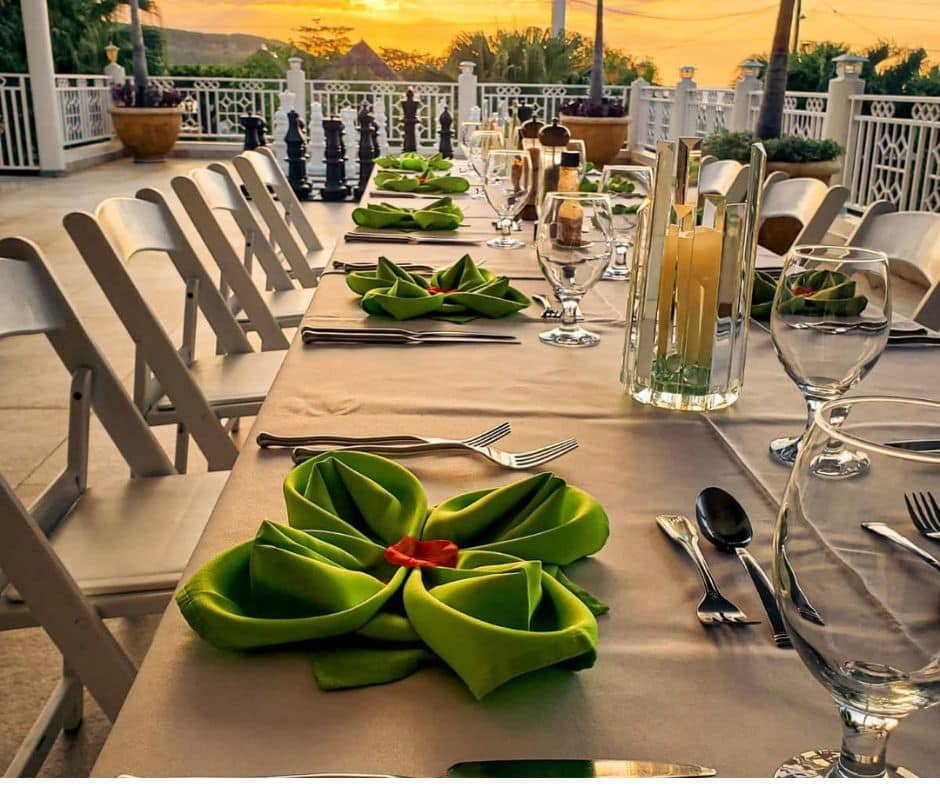 Mais Oui Villa in Discovery Bay Jamaica dinner on roof top terrace