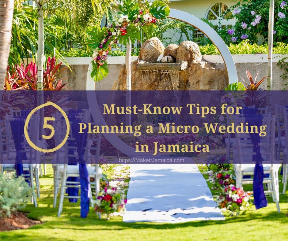 outdoor wedding ceremony at a micro wedding in Jamaica at a villa that allows weddings