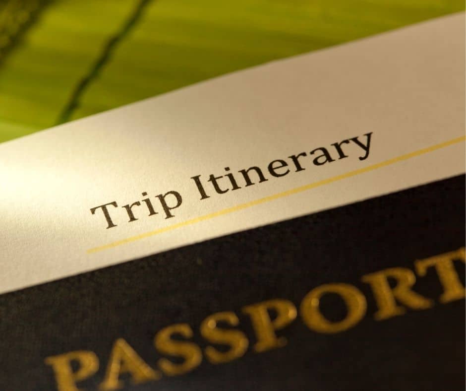 Trip itinerary and passport to travel for luxury celebration in Jamaica