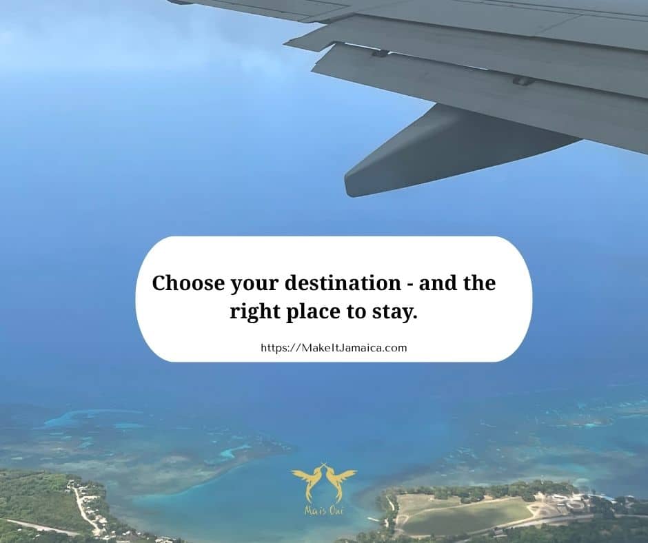 Airplane flying over Jamaica