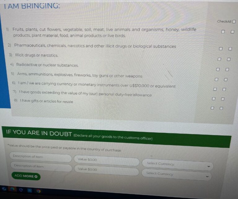 Questions on the C5 form Jamaica immigration form