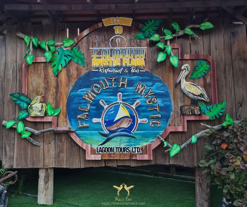 Entrance sign at Luminous Lagoon at Falmouth Mystic Lagoon Tours in Falmouth Jamaica