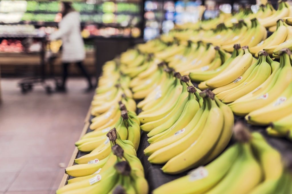 bananas in a groscery store in Jamaica