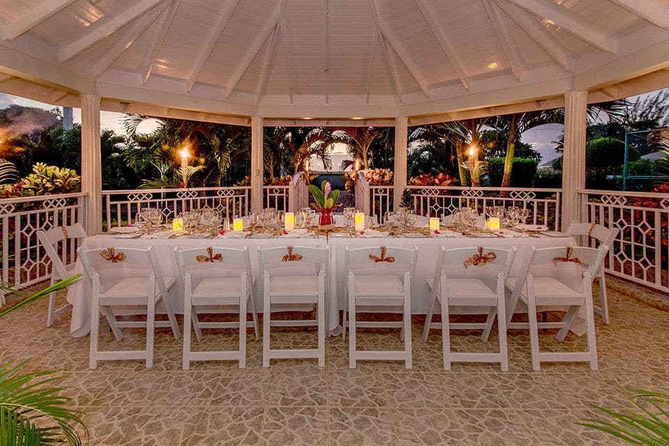dinner in the garden gazebo at Mais Oui Villa in Discovery Bay Jamaica