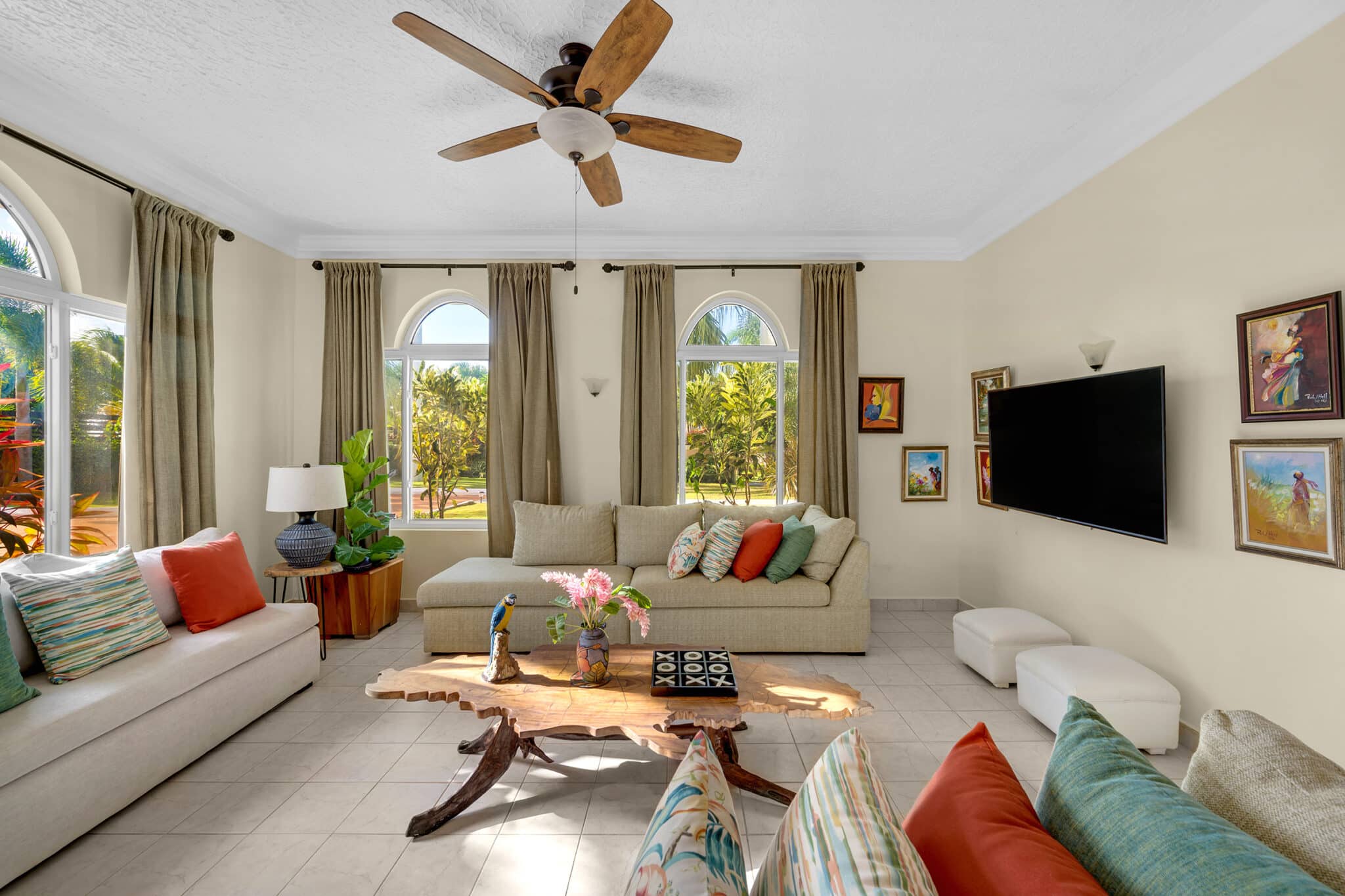 living room at Mais Oui Villa in Discovery Bay Jamaica