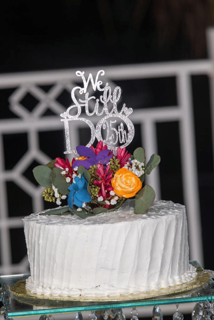Cake at wedding anniversary celebration in Jamaica